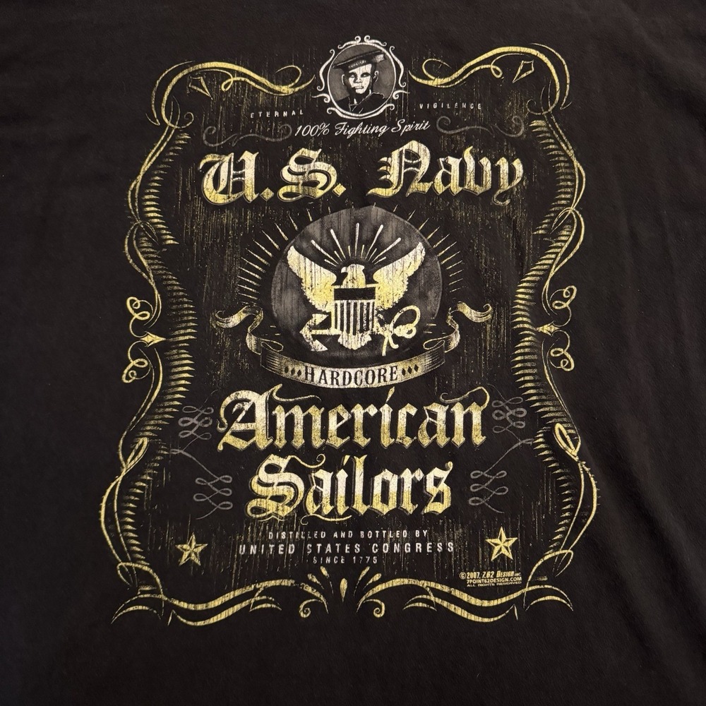 U.S. Navy Shirt Mens X-Large Black 7.62 Design American Sailors Graphic Tee 2007